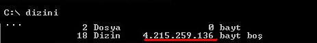 Free disk space acquired via DOS (dir) command