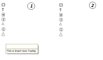 Vertically placed icons