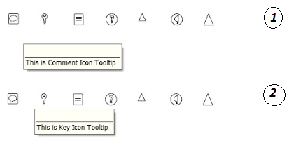 Horizontally placed icons