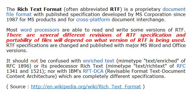 Screen shoot of Edit_RTF sample